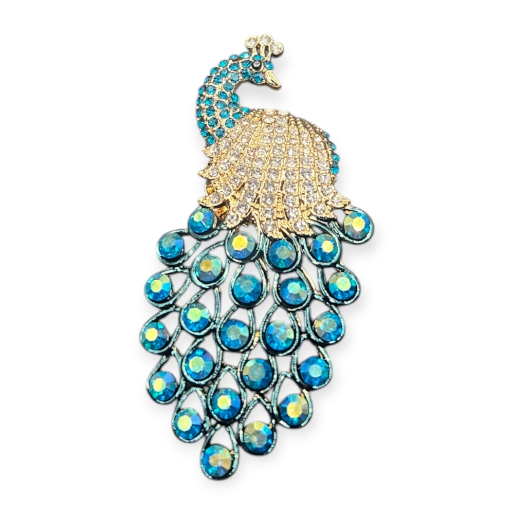 Crystal Peacock Brooch